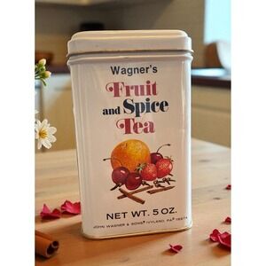 Vintage Wagners Fruit and Spice Tea Tin 5 oz John Wagner & Sons Ivyland PA Metal